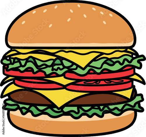 Delicious Double Cheeseburger with Lettuce and Tomato.