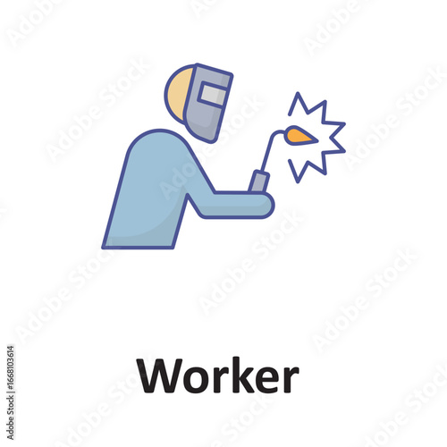 Industrial worker Vector Icon which can easily modify or edit