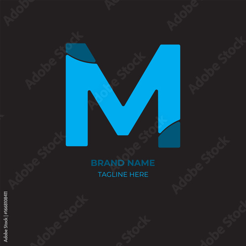 Abstract M letter logo design. Vector blue color letter logo design.