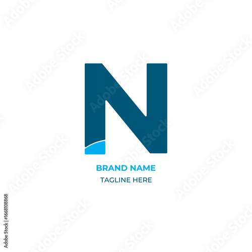 Blue color N letter logo design. Abstract letter logo design. Vector illustrator.