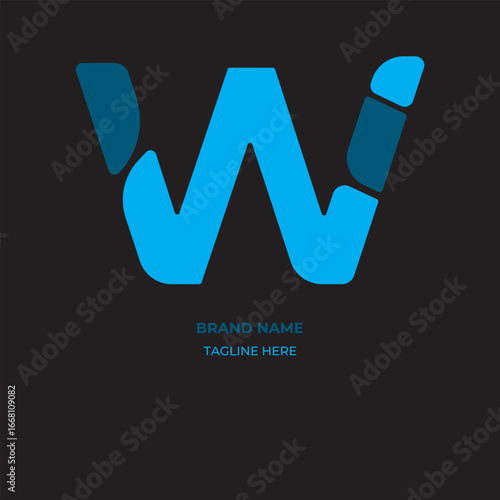 Abstract W letter logo design. Vector blue color W letter logo design. simple stylish logo design.