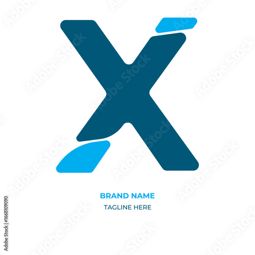 Abstract X letter logo design. Vector blue color X letter logo design. Simple elegant logo design.