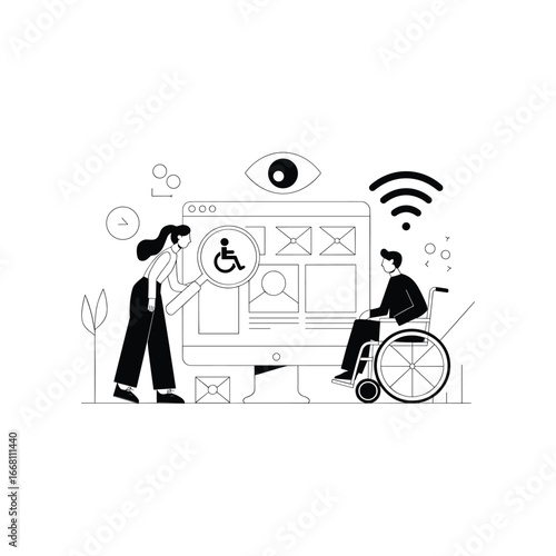 Accessible technology concept visualizing digital inclusion and assistive devices for everyone