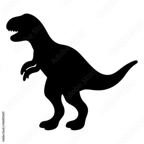 Silhouette of a Tyrannosaurus Rex Dinosaur, Prehistoric Creature Illustration