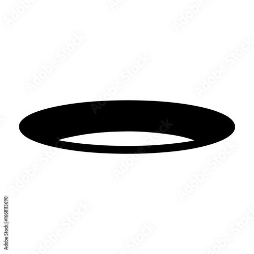 A black ellipse in perspective, resembling a hole or tunnel entrance