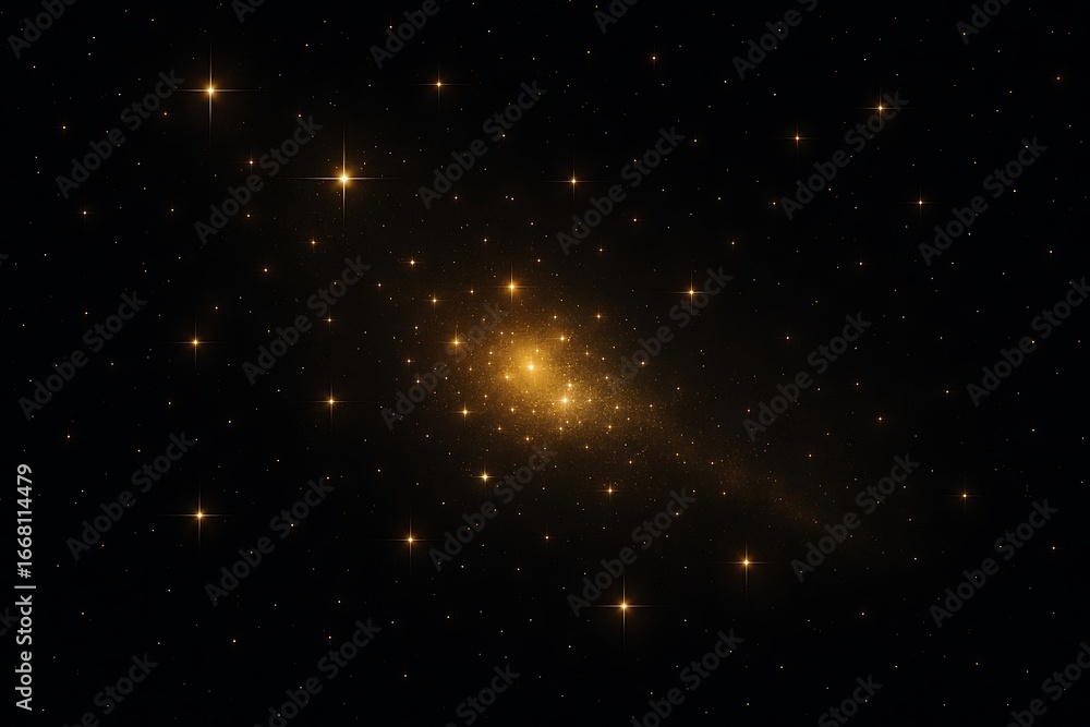 Fototapeta premium Bright Golden Stars in Dark Night Sky