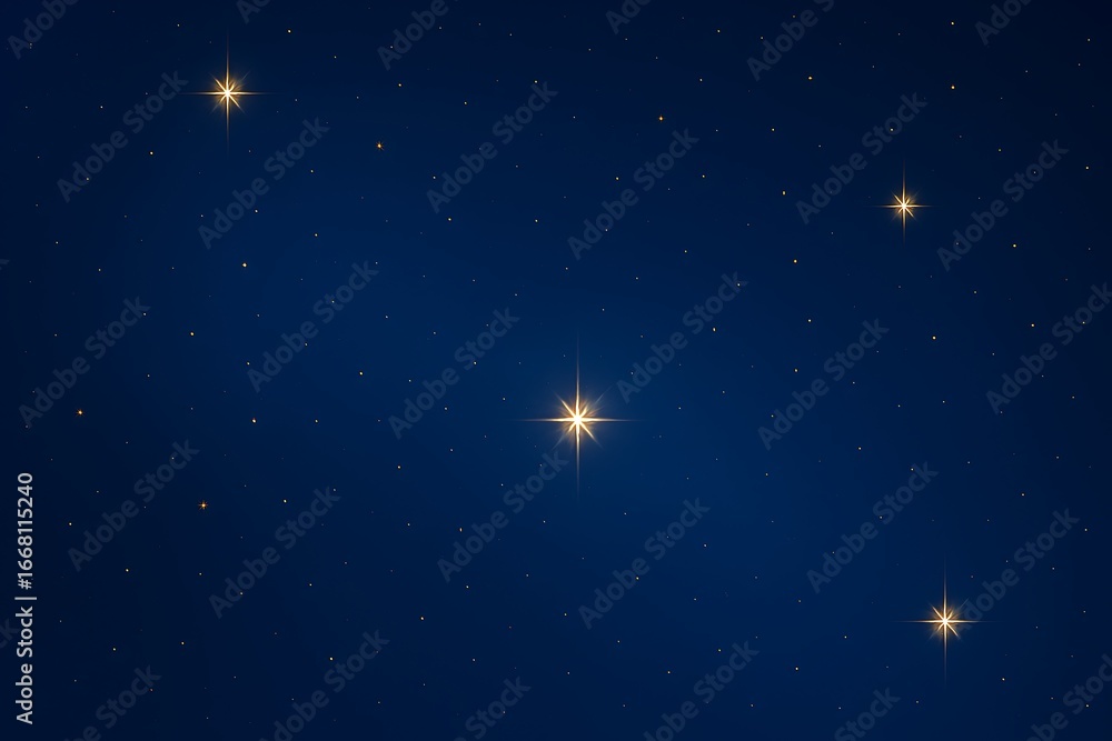 Obraz premium Bright Golden Stars in Dark Night Sky