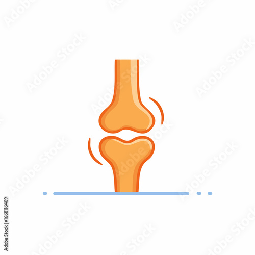 Illustration of a knee joint anatomy, medical or health symbol.