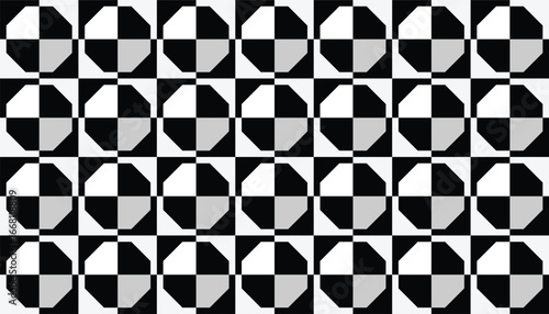 Modern monochrome tiled background with grayscale symmetry