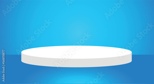 White 3D podium on blue gradient background