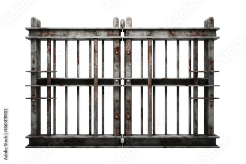 A Cage of Steel and Bars. White or PNG Transparent Background.