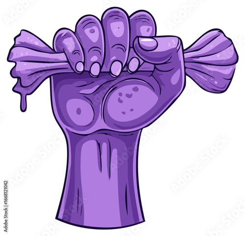Cartoon hand clenching fabric graphic