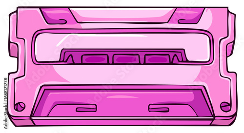 Bright pink retro audio cassette tape nostalgic 80s music media vector illustration