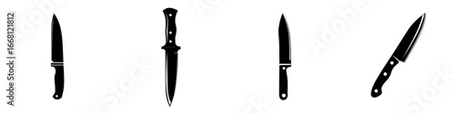 Various knife silhouettes showcasing different designs and shapes on a simple background