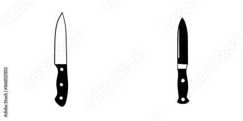 Two different knives displayed on a white background for comparison and culinary usage guidance