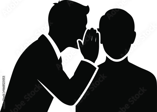 Vector art of a man in a suit whispering a secret into another man's ear