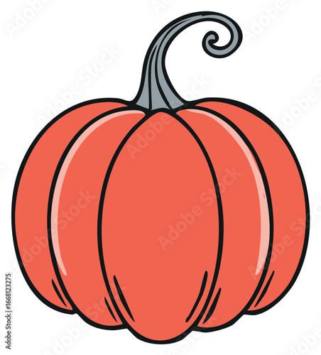 Vibrant Orange Halloween Pumpkin, Decorative Autumn Harvest Vegetable