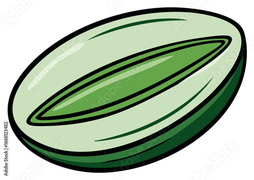 Stylized green oval food item with smooth surface and dark outline
