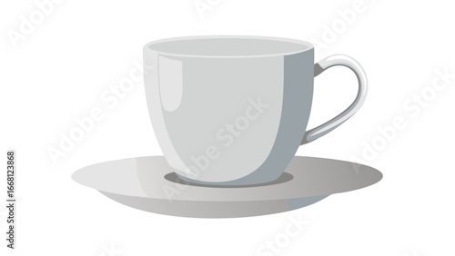 A simple white ceramic coffee cup and saucer isolated on a black background perfect for beverage concepts