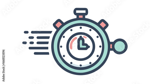 Stylized stopwatch icon with motion lines indicating speed and urgency against a black background