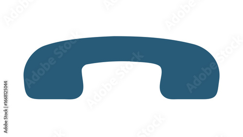 A simple modern flat design illustration of a blue telephone handset against a stark black background representing communication and connection