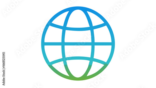 Abstract stylized globe icon with a smooth blue to green gradient on a black background representing global connectivity and the internet