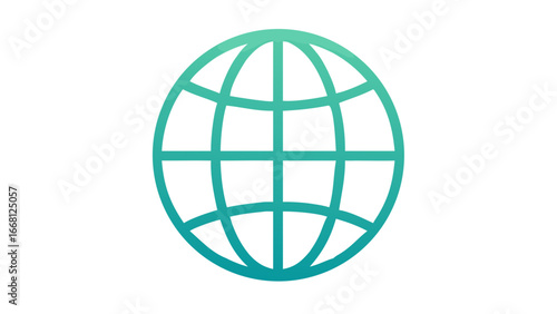 A simple stylized globe icon with a teal to green gradient on a black background representing the internet or global connectivity