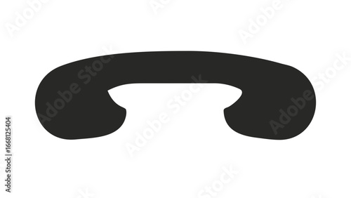 A simple abstract dark gray curved shape resembling a horseshoe or a stylized c against a solid black background