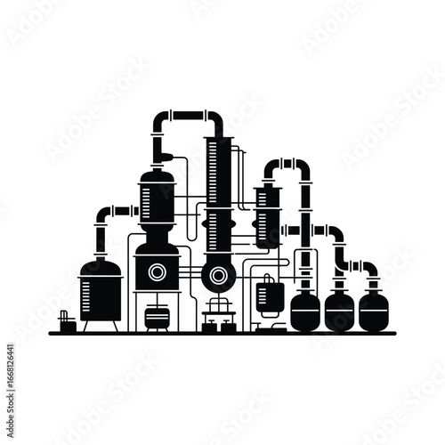 Industrial chemical plant distillery equipment complex process engineering equipment complex