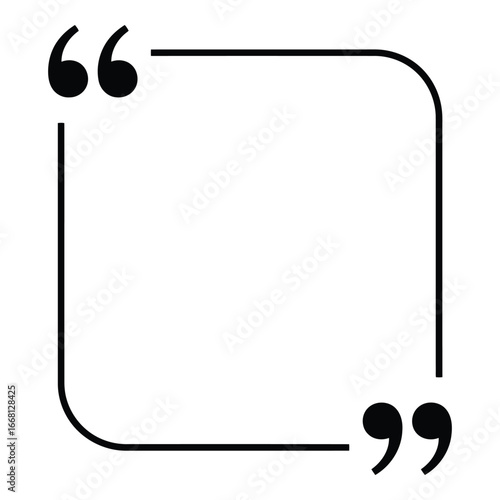 Empty quotation marks frame isolated simple square border for text and design elements silhouette