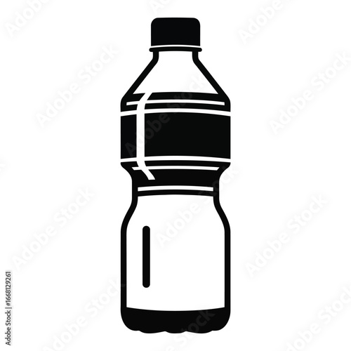 Wallpaper Mural Black and white outline of a plastic water bottle with cap and label area silhouette Torontodigital.ca