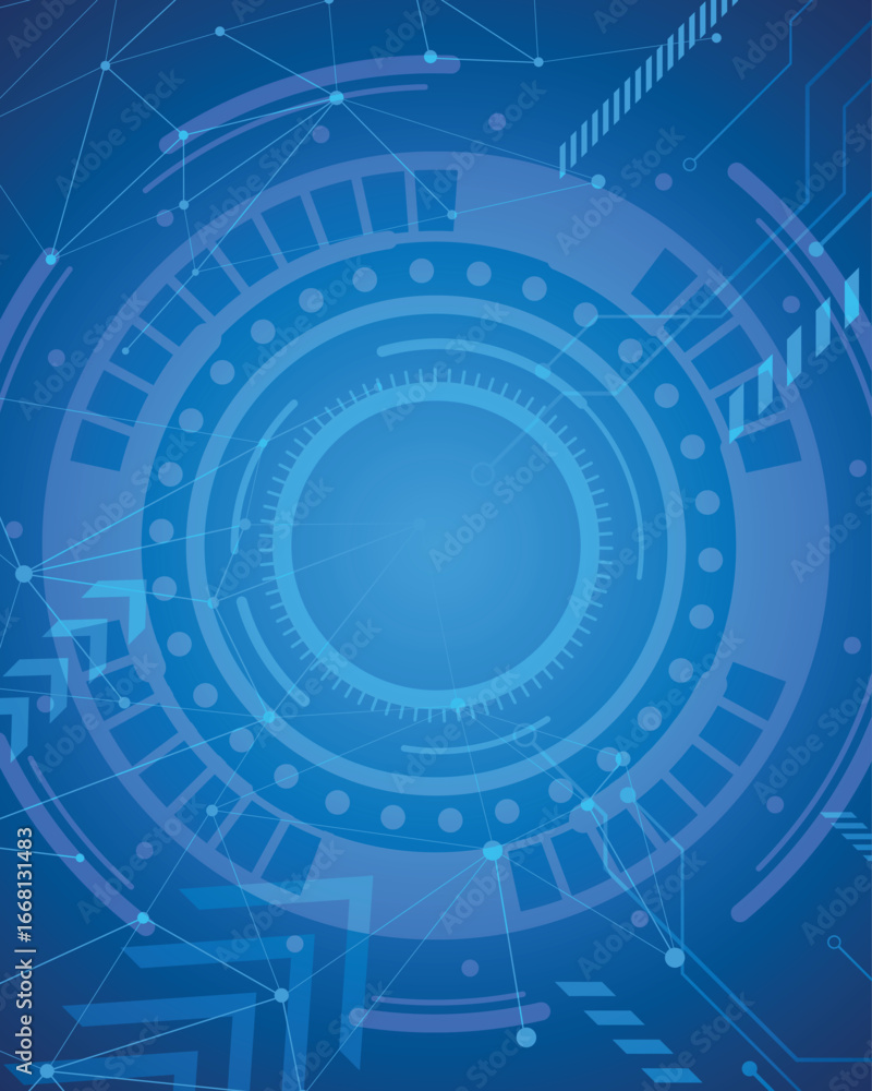 Fototapeta premium Abstract blue circular texture technology light background