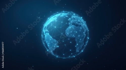 Digital Globe with Connected Nodes Illustrating Global Data Network and Technology Concept