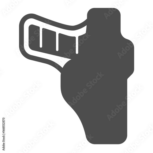 Pistol gun in leather holster solid icon, police force concept. Vector graphics. Holster with weapon, safeguard sign on white background, glyph style icon for mobile or web design.