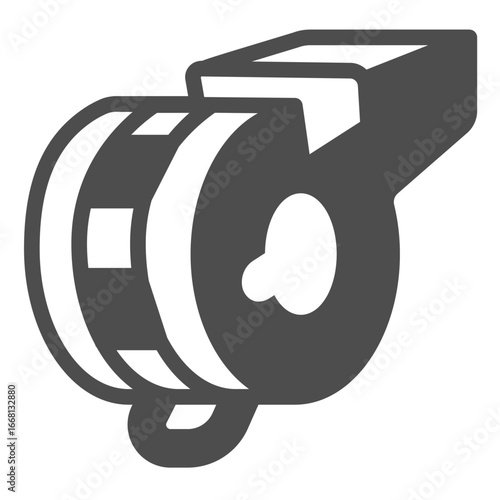 Whistle tool solid icon, police force concept. Vector graphics. Patrol whistle, policeman accessory sign on white background, glyph style icon for mobile or web design.