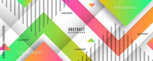 Geometric abstract background overlap layer on bright space with colorful arrows effect decoration. Modern graphic design element triangles style concept for web banner, flyer, card, or brochure cover