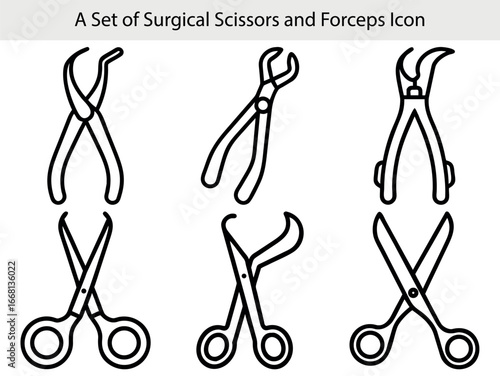 Surgical instruments collection featuring forceps and scissors medical tools medical icons