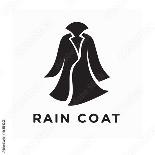 Minimalist raincoat logo outline vector illustration on white background