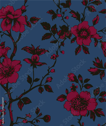 abstract, vector, monochrome, big flowers, all over textiles design, illustration digital image can be used for wrapping paper