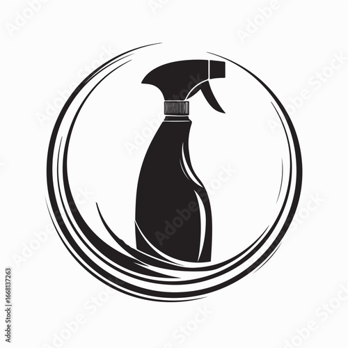 Spray bottle circle logo vector design for cleaning and hygiene brand