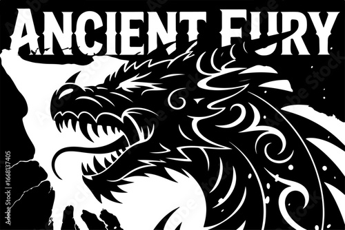 Dragon and Skull Tattoo Design Vector