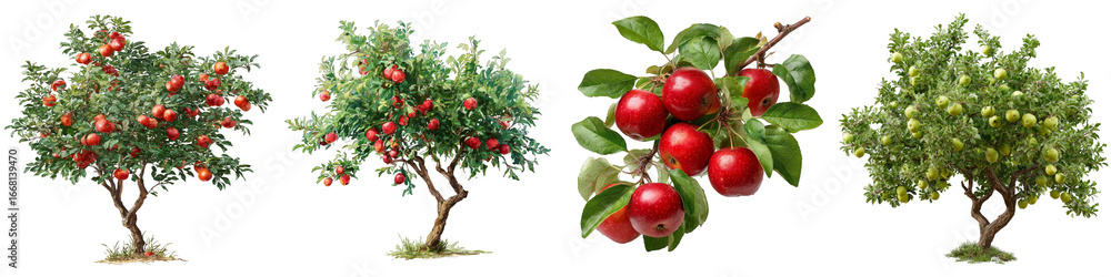 Obraz premium apple trees red apples green apples fresh fruit on transparent background