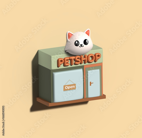 3D Render Petshop Illustration Image