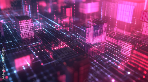 Abstract 3D grid representing a websites architecture, Website development