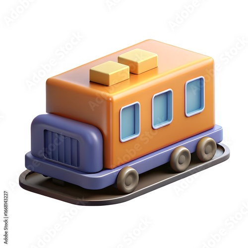 Cargo Train 3D Icon Illustration
