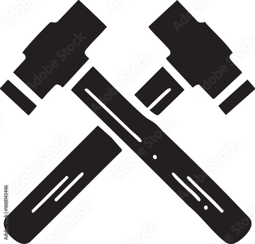 Crossed hammers vector graphic - mining, construction, blacksmithing icon eps silhouette