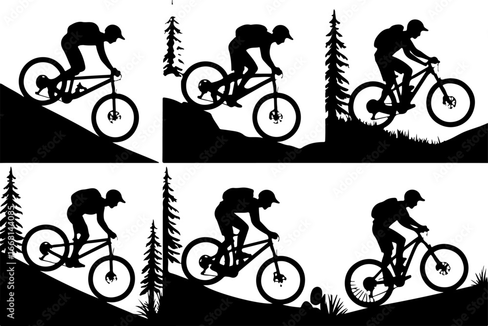 Obraz premium Mountain Biking Adventure Vector Bundle
