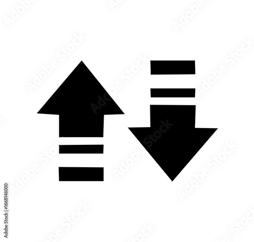 black up and down arrows icon on white background