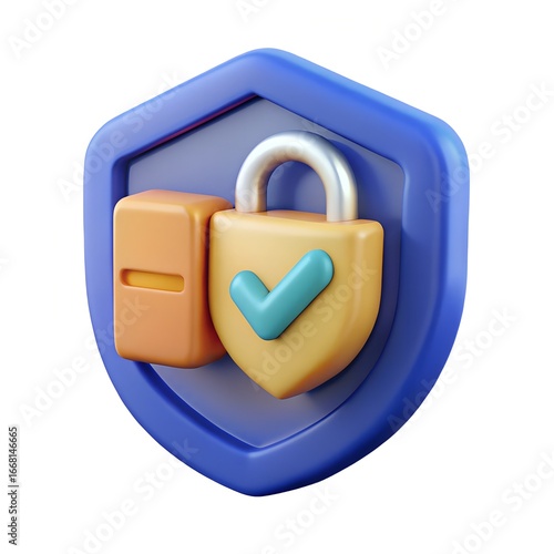 Secure Transaction 3D Icon Illustration – Online Banking Protection