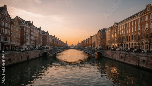 European Canal Street at Sunset